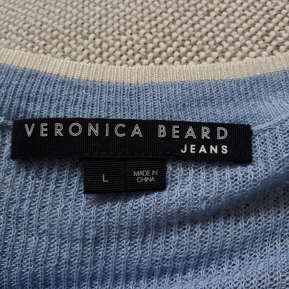 Veronica Beard Saville Ruched Sheer V Neck Pullover.  Size Large - Picture 5 of 6